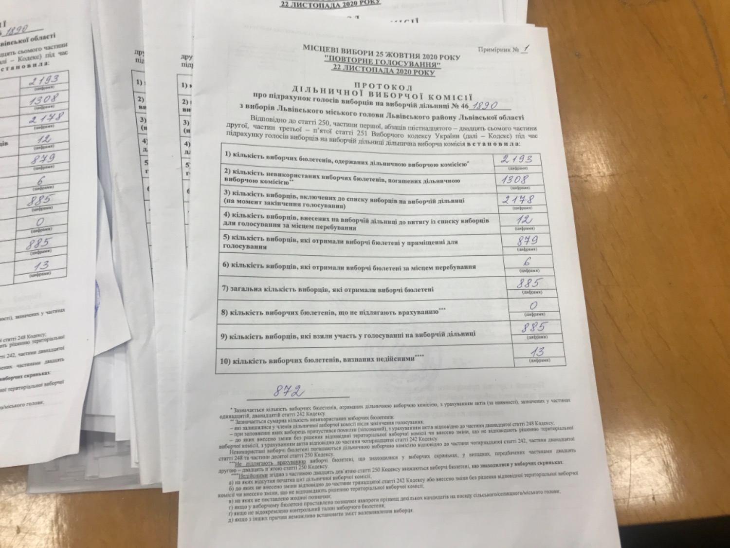Протокол результатів голосування на виборчій дільниці № 461890